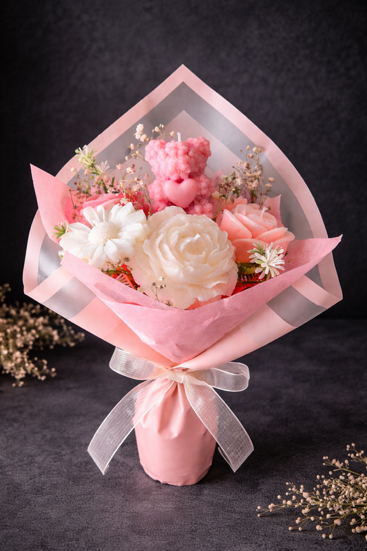 Blush Teddy Bouquet Candle